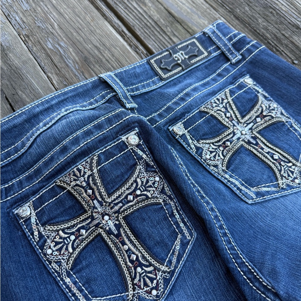 Miss Me Boot Cut Jeans with Crosses